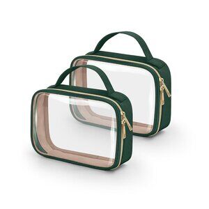 PVC Toiletry Bag Dark Green Quart Size for Women and Men